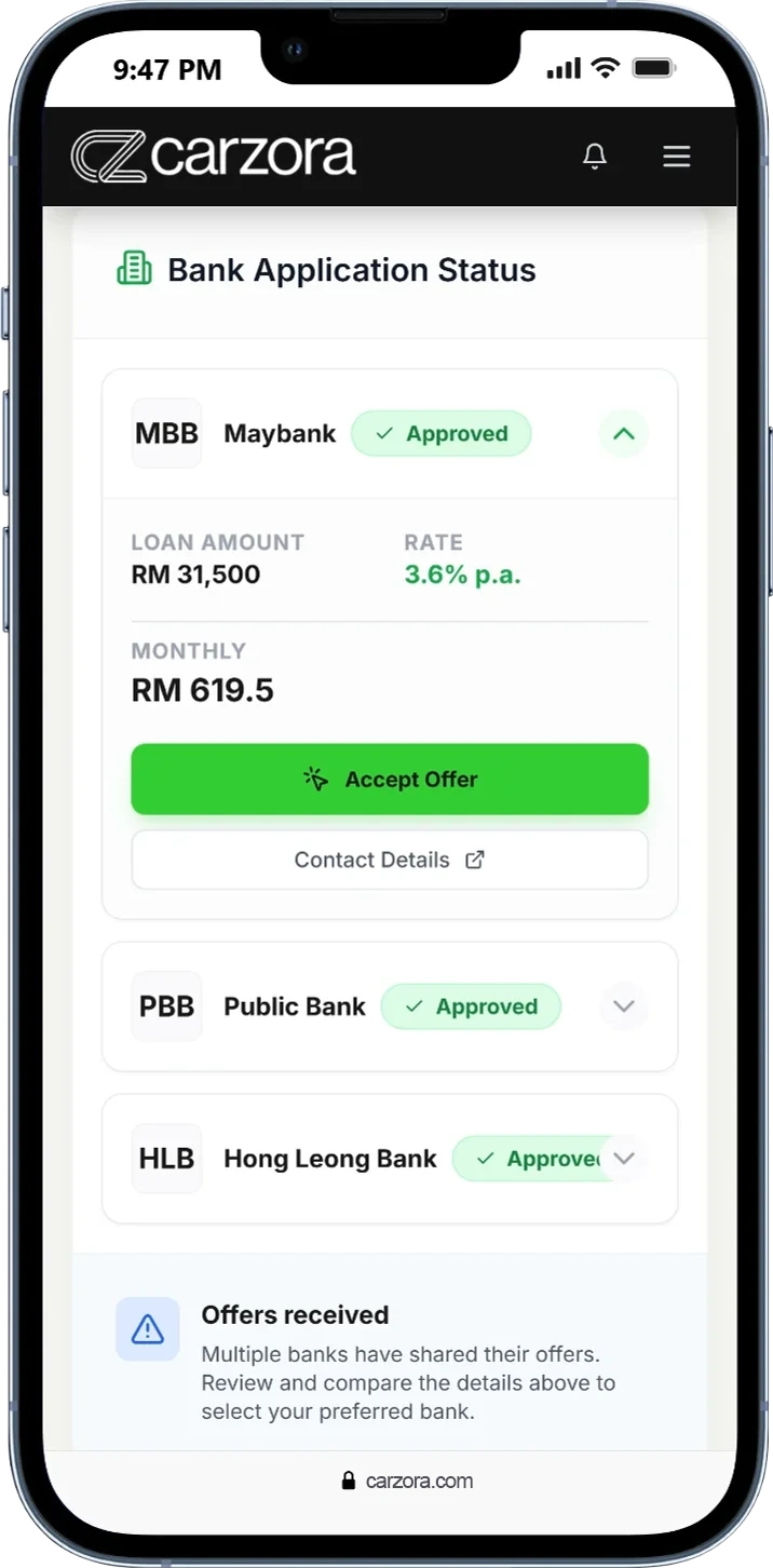 Bank selection interface